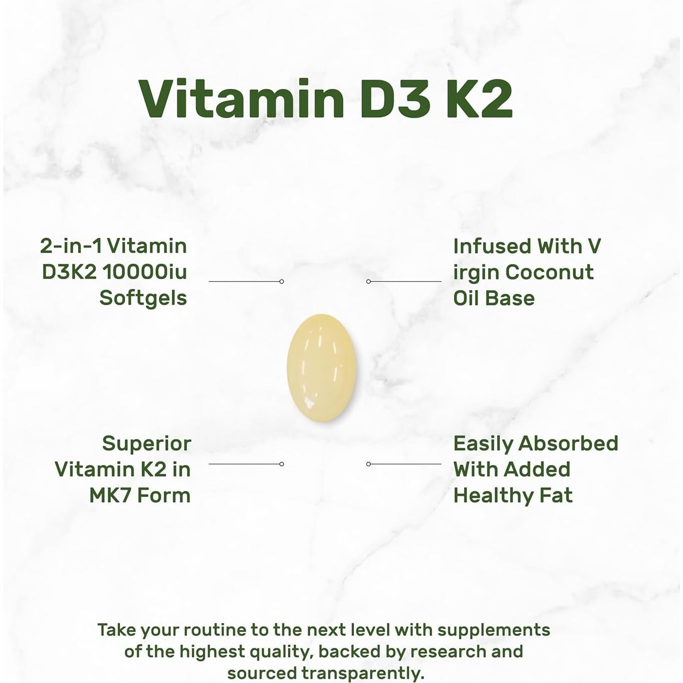Suplemento Deal Vitamina D3 10000 UI + K2 MK7 200 mcg 250 Gelatinas