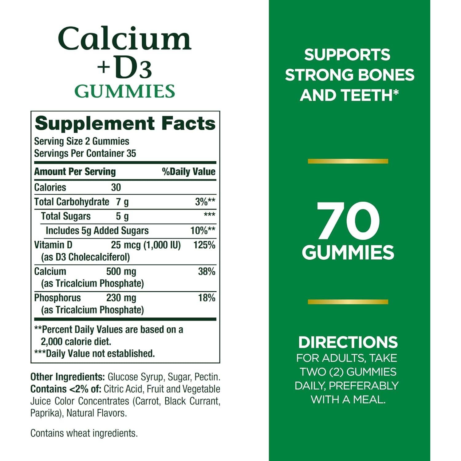 Gomitas de Calcio y Vitamina D Nature's Bounty 70 Unidades