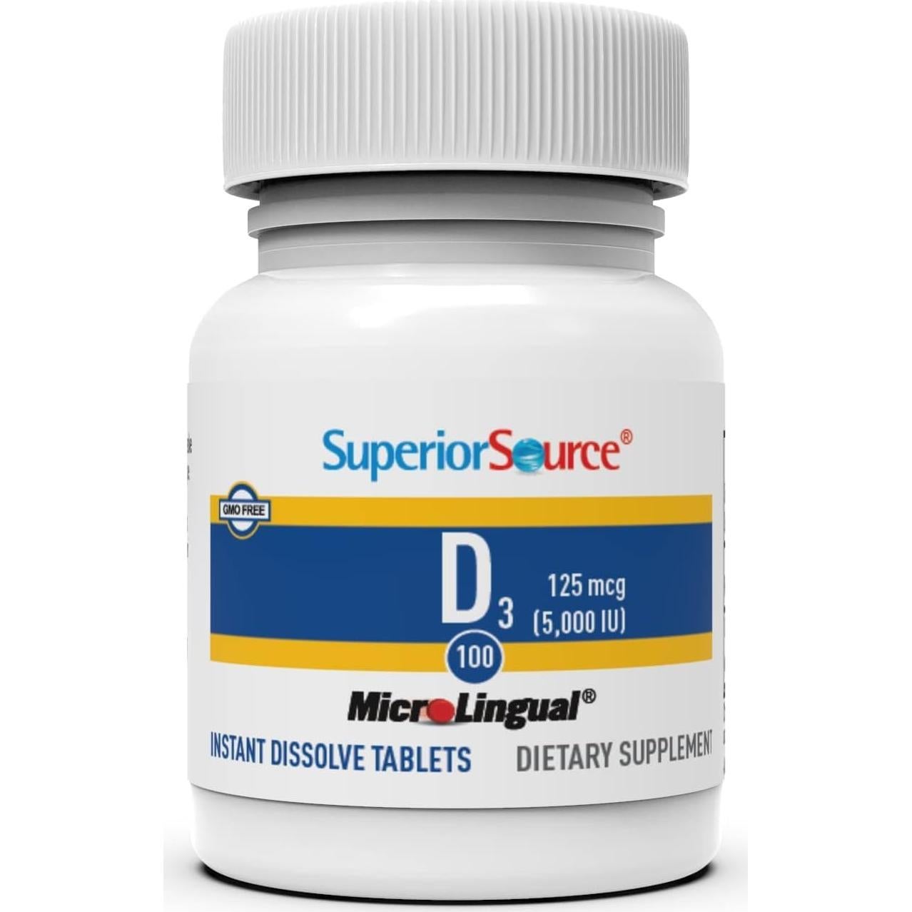 Vitamina D3 5000 UI Superior Source - 100 Tabletas Sublinguales