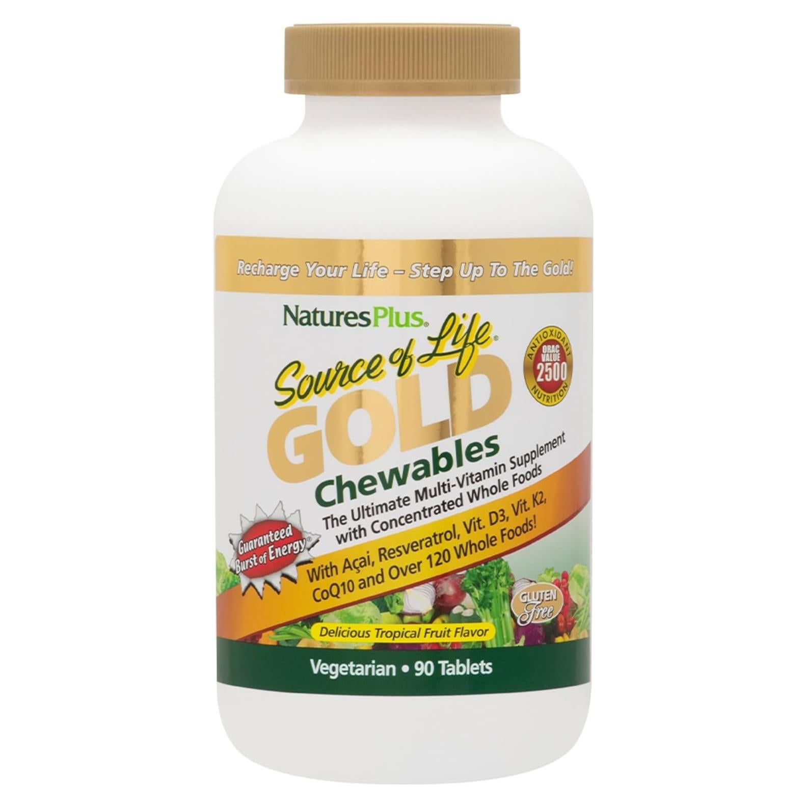 Natures Plus Fuente de Vida Oro Multivitamina 90 Tabletas - Paquete de 2