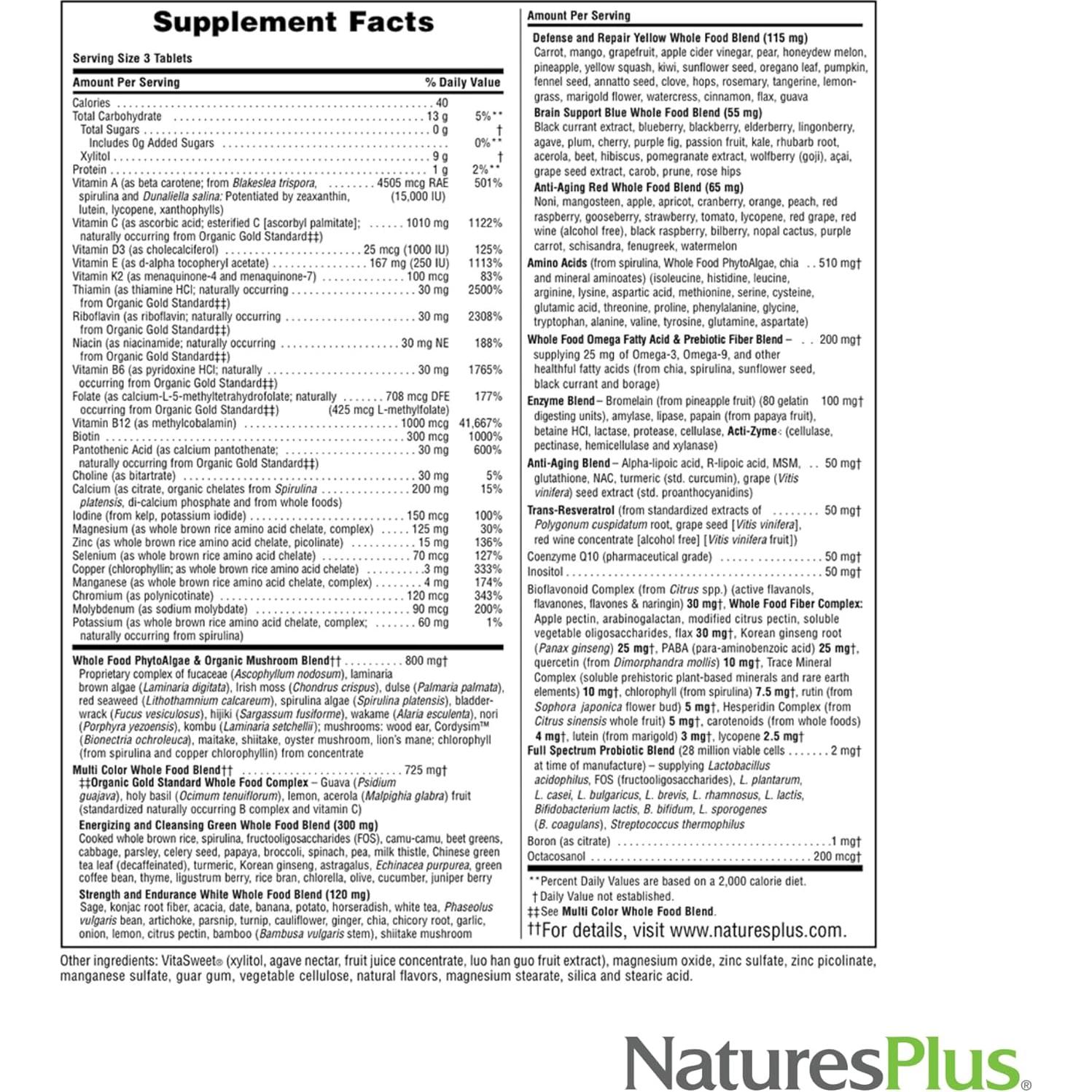 Natures Plus Fuente de Vida Oro Multivitamina 90 Tabletas - Paquete de 2