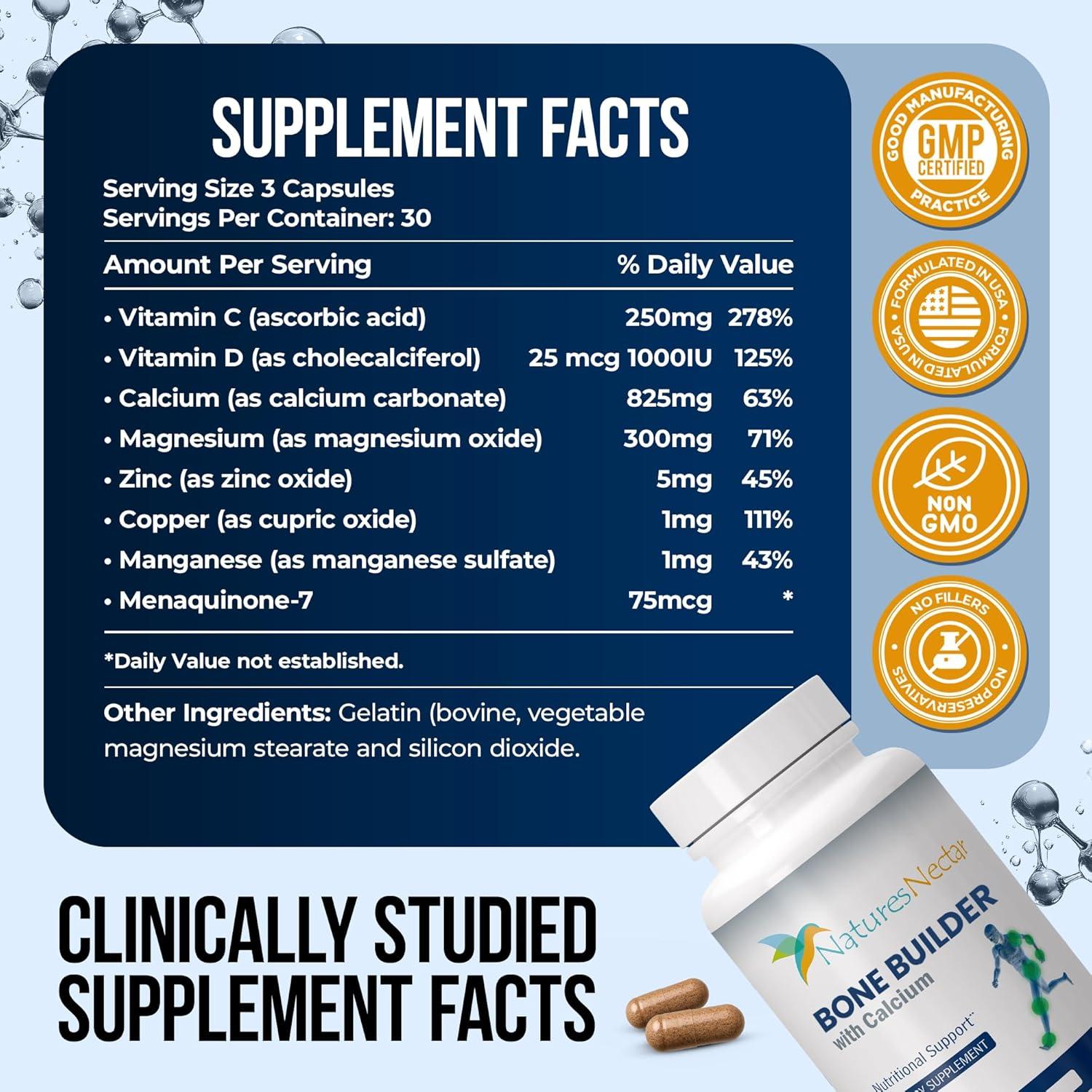 Suplemento de Huesos Nectar de la Naturaleza - 90 Cápsulas