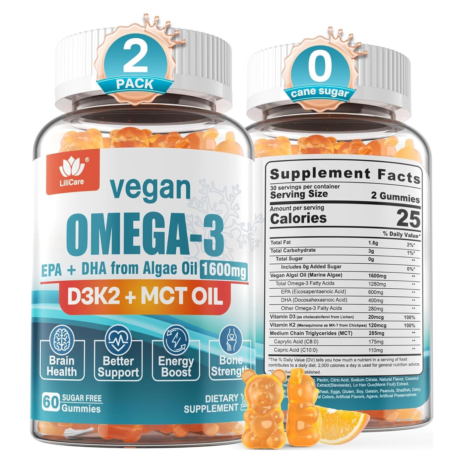 Gomitas Veganas Omega 3 LILICARE 1280mg EPA 600mg DHA 400mg