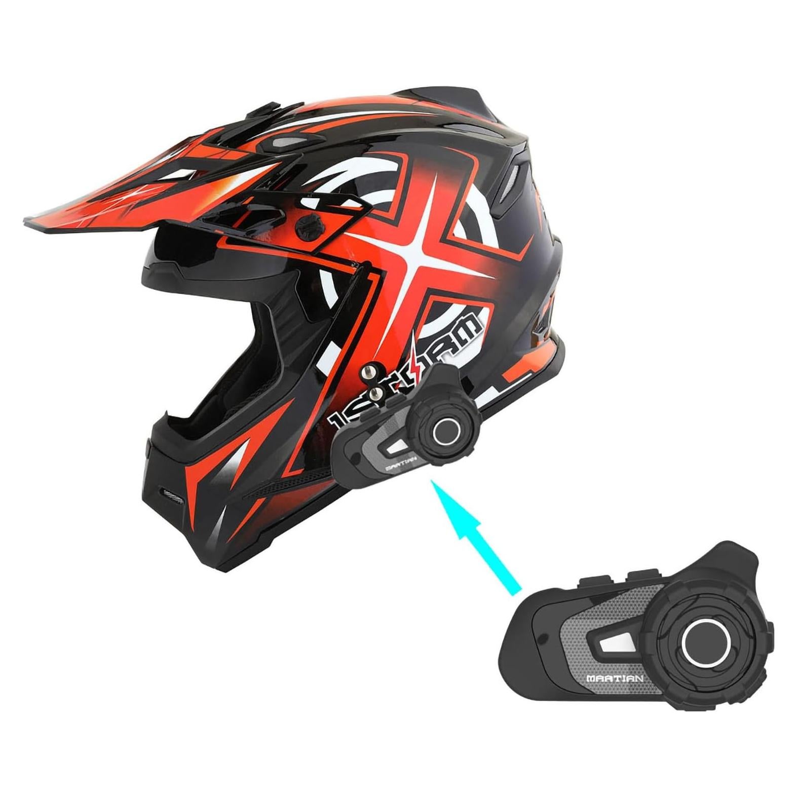 Casco de Motocross 1Storm HF801 Bluetooth Naranja Adulto