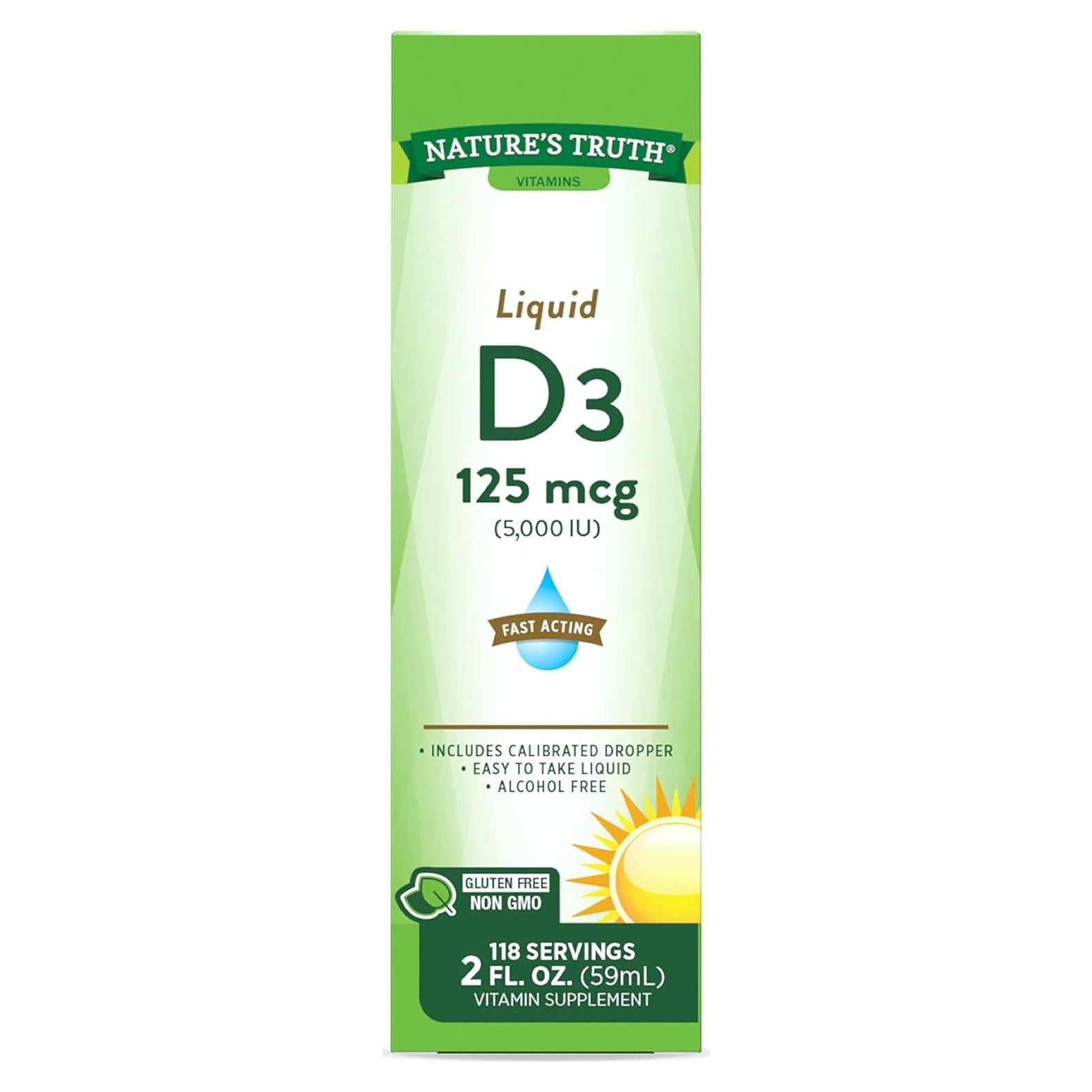 Vitamina D3 Líquida Verdad de la Naturaleza 5000 UI 59 ml