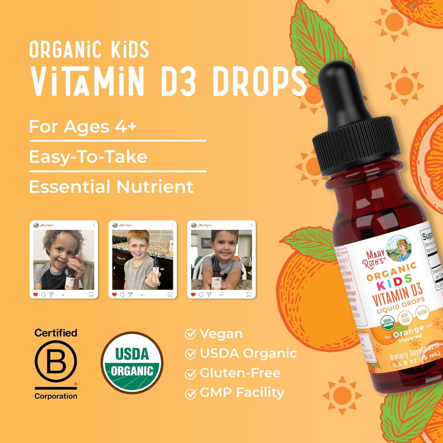 Gotas Líquidas de Vitamina D3 MaryRuth 640 IU para Niños 0.5 mL