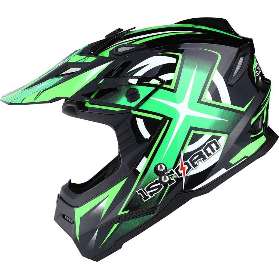 Casco MX Power Gear HF801 Verde + Gafas y Guantes XL