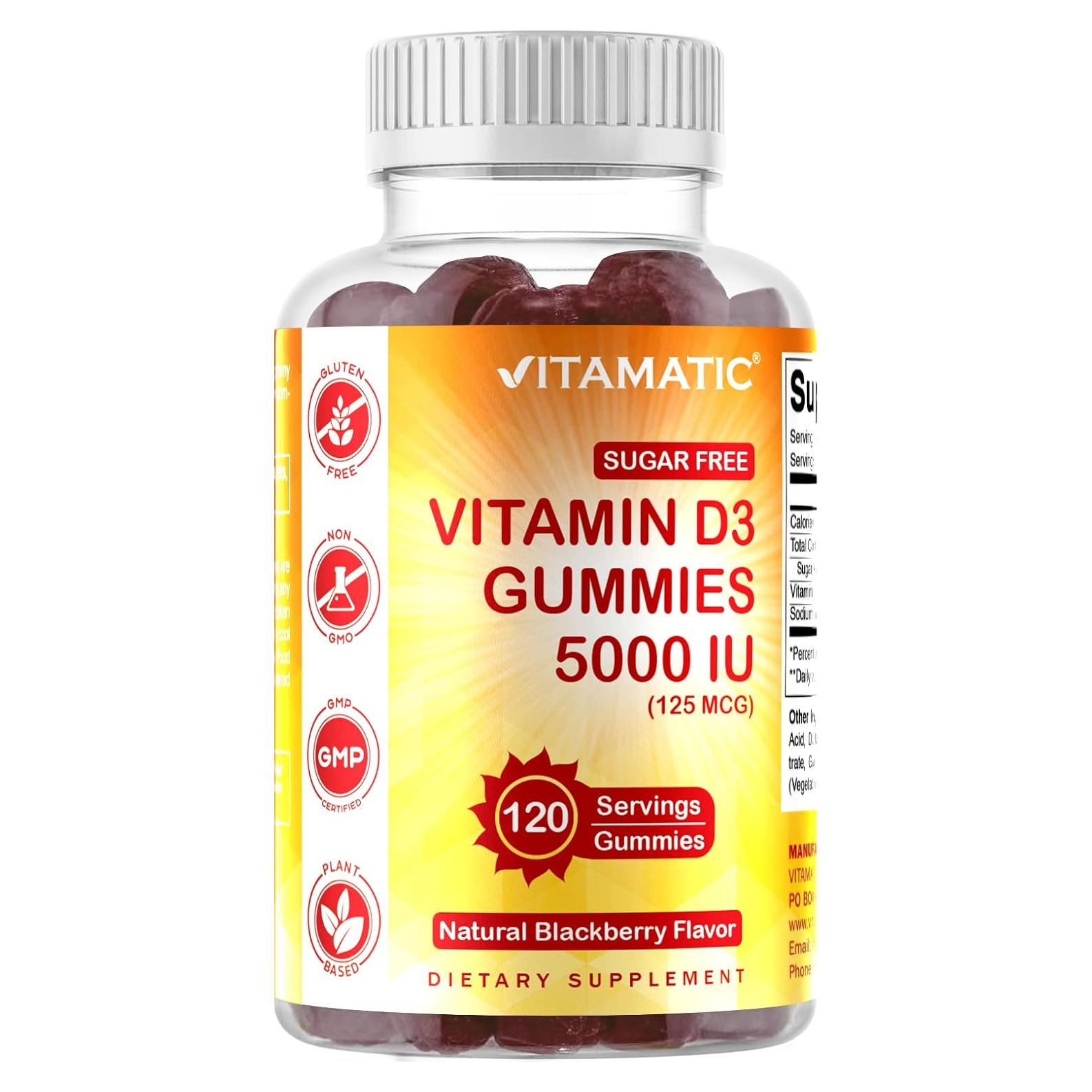 Gominolas Vitamina D3 Vitamatic 5000 UI - 120 Unidades - Sin Azúcar
