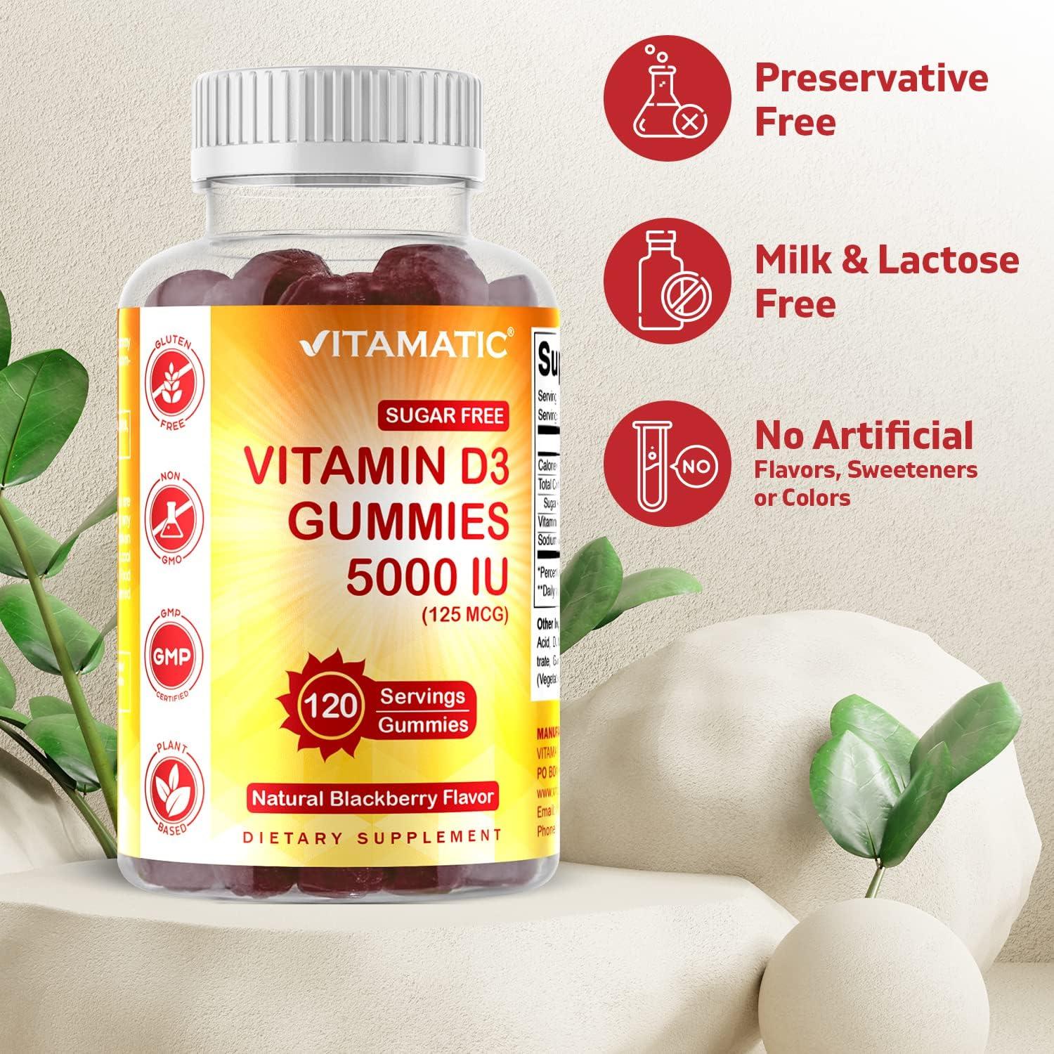 Gominolas Vitamina D3 Vitamatic 5000 UI - 120 Unidades - Sin Azúcar