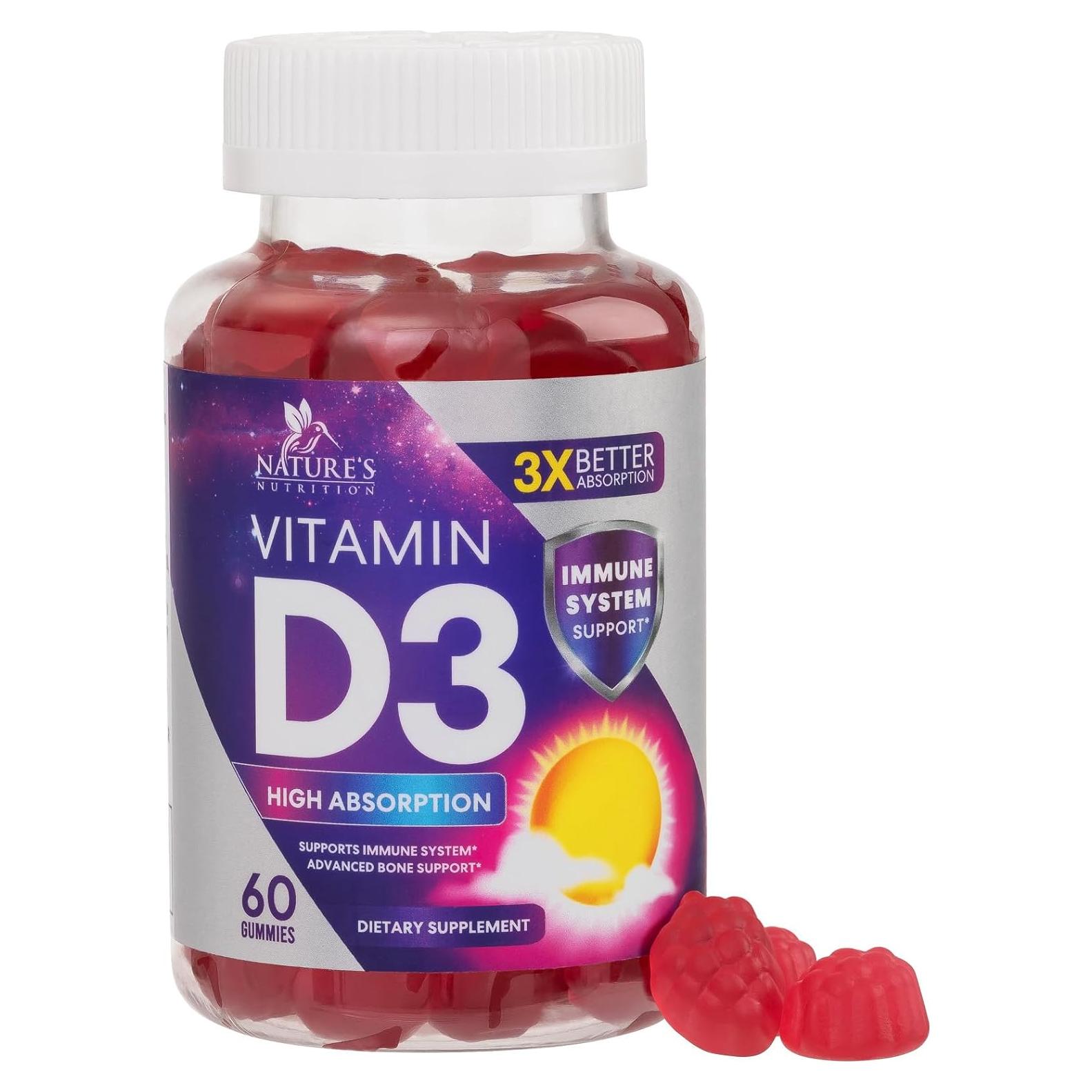 Suplemento Gummy Vitamina D3 5000 IU Nature's Nutrition - 60 Gomas