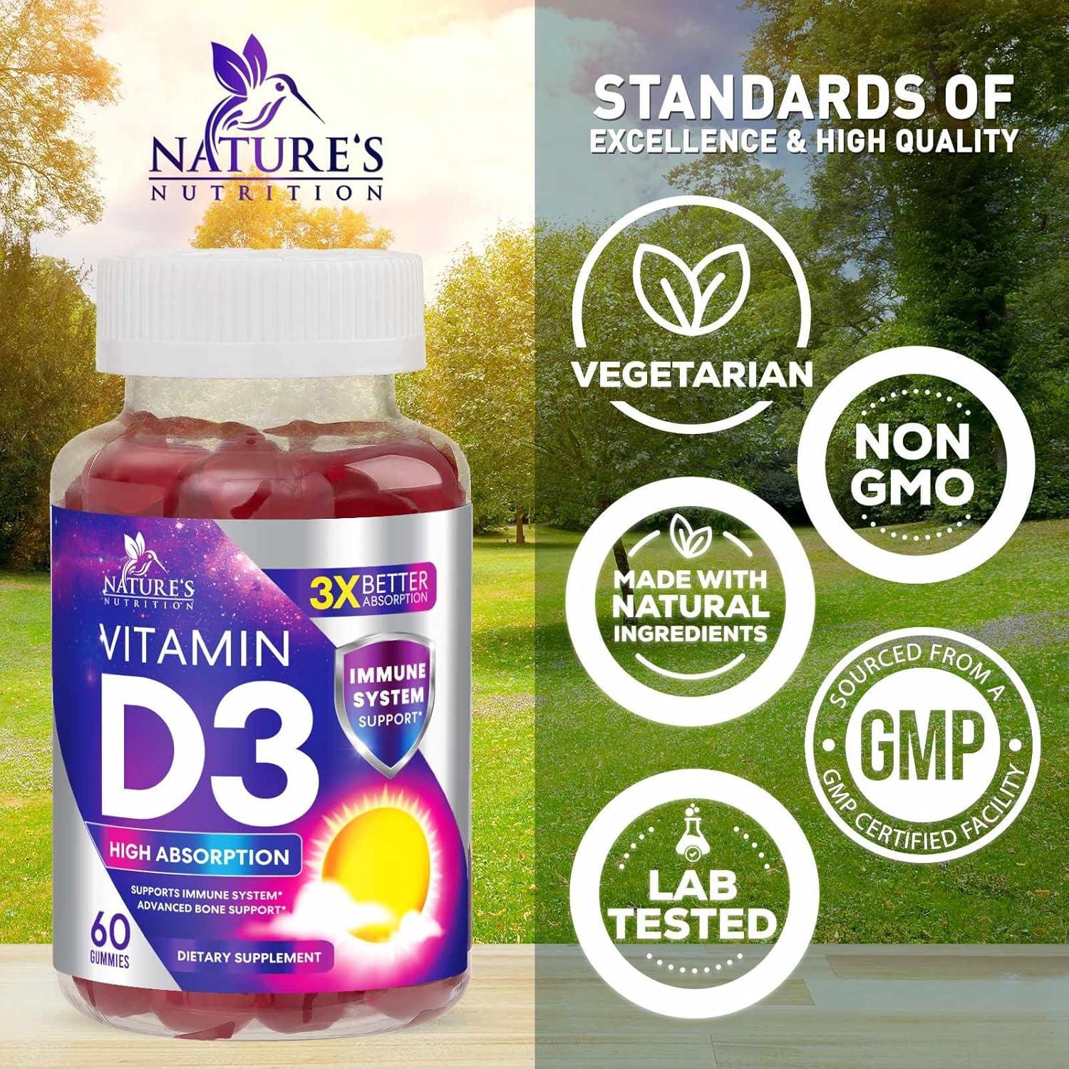 Suplemento Gummy Vitamina D3 5000 IU Nature's Nutrition - 60 Gomas