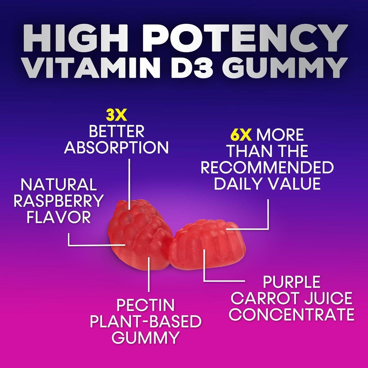 Suplemento Gummy Vitamina D3 5000 IU Nature's Nutrition - 60 Gomas