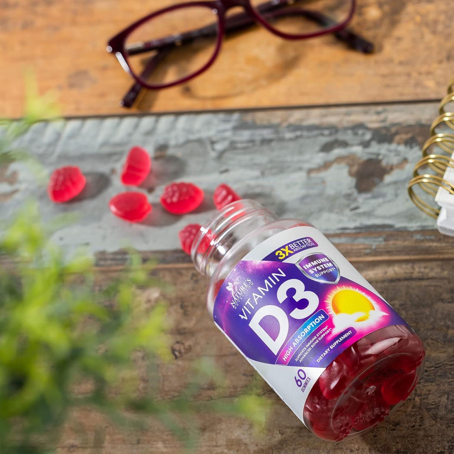 Suplemento Gummy Vitamina D3 5000 IU Nature's Nutrition - 60 Gomas