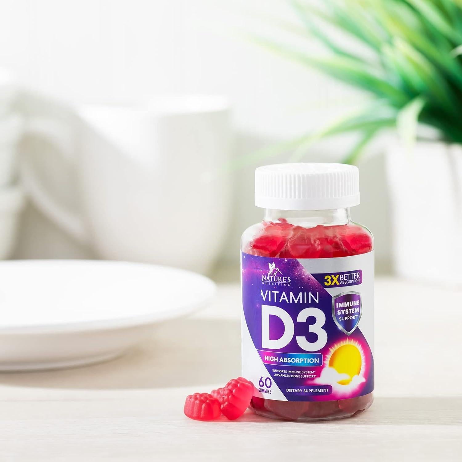 Suplemento Gummy Vitamina D3 5000 IU Nature's Nutrition - 60 Gomas