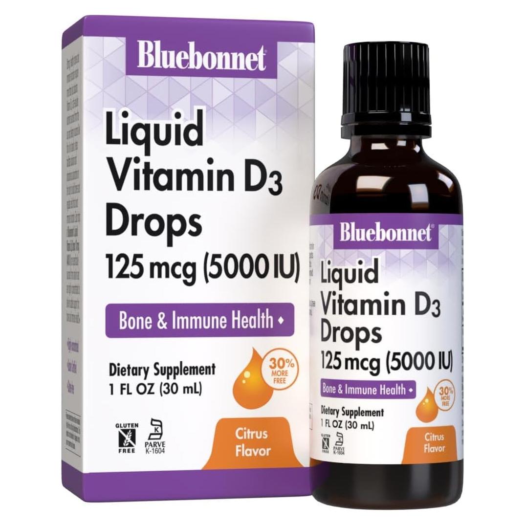 Gotas Líquidas de Vitamina D3 Bluebonnet 125 mcg 29.57 ml