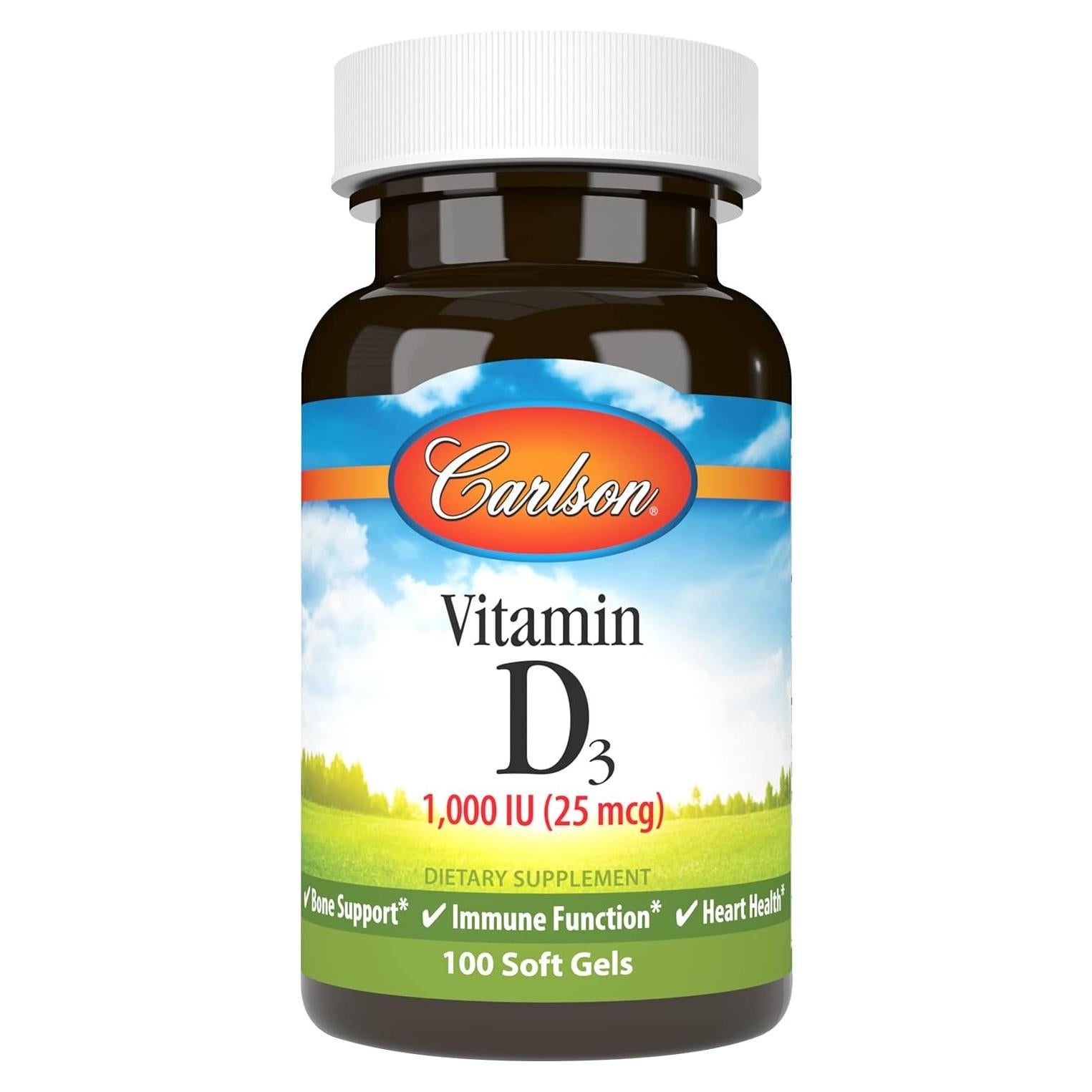 Carlson Vitamina D3 1000 UI 25 mcg Cápsulas Blandas 100 Unidades