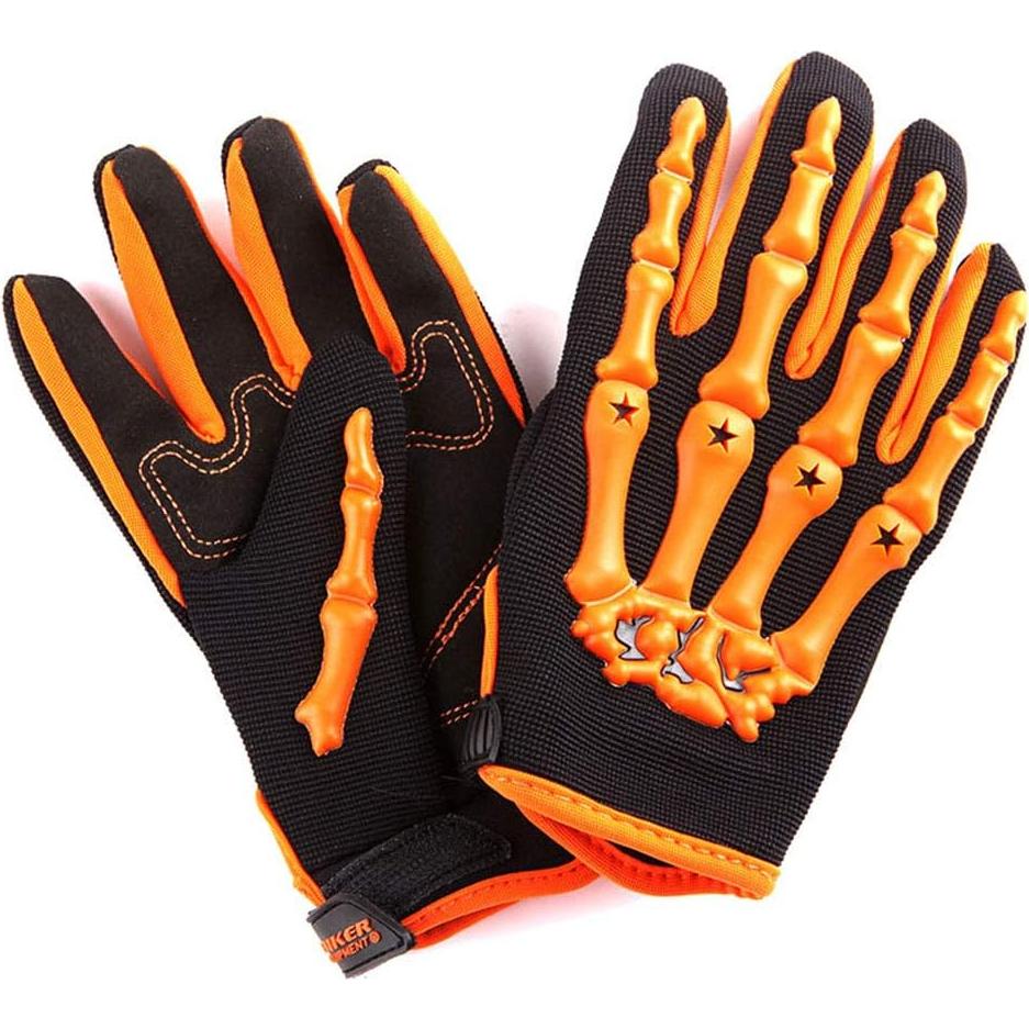 Casco de Motocross Power Gear XL Naranja + Gafas + Guantes