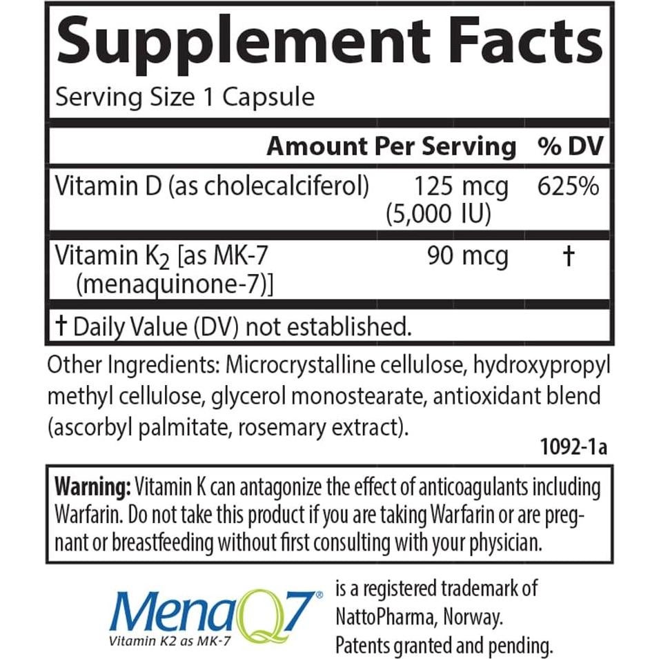 Carlson Vitamina D3 125 mcg + K2 90 mcg - 90 Cápsulas Vegetarianas