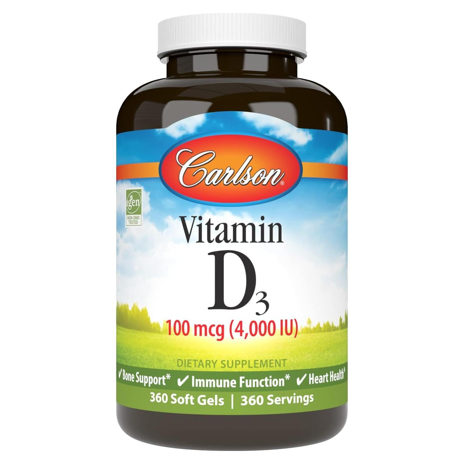 Carlson Vitamina D3 4000 UI (100 mcg) 360 Cápsulas Blandas