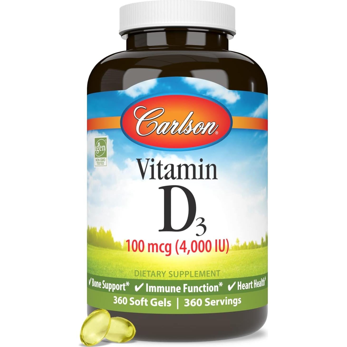 Carlson Vitamina D3 4000 UI (100 mcg) 360 Cápsulas Blandas