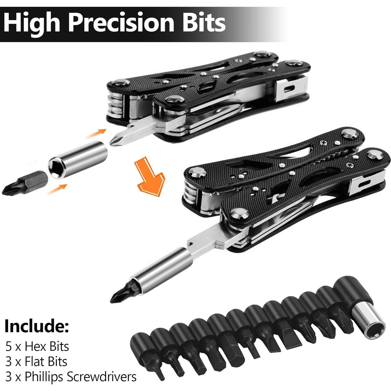 Alicate Multiherramienta Poeland 14 en 1 Acero Inoxidable Negro