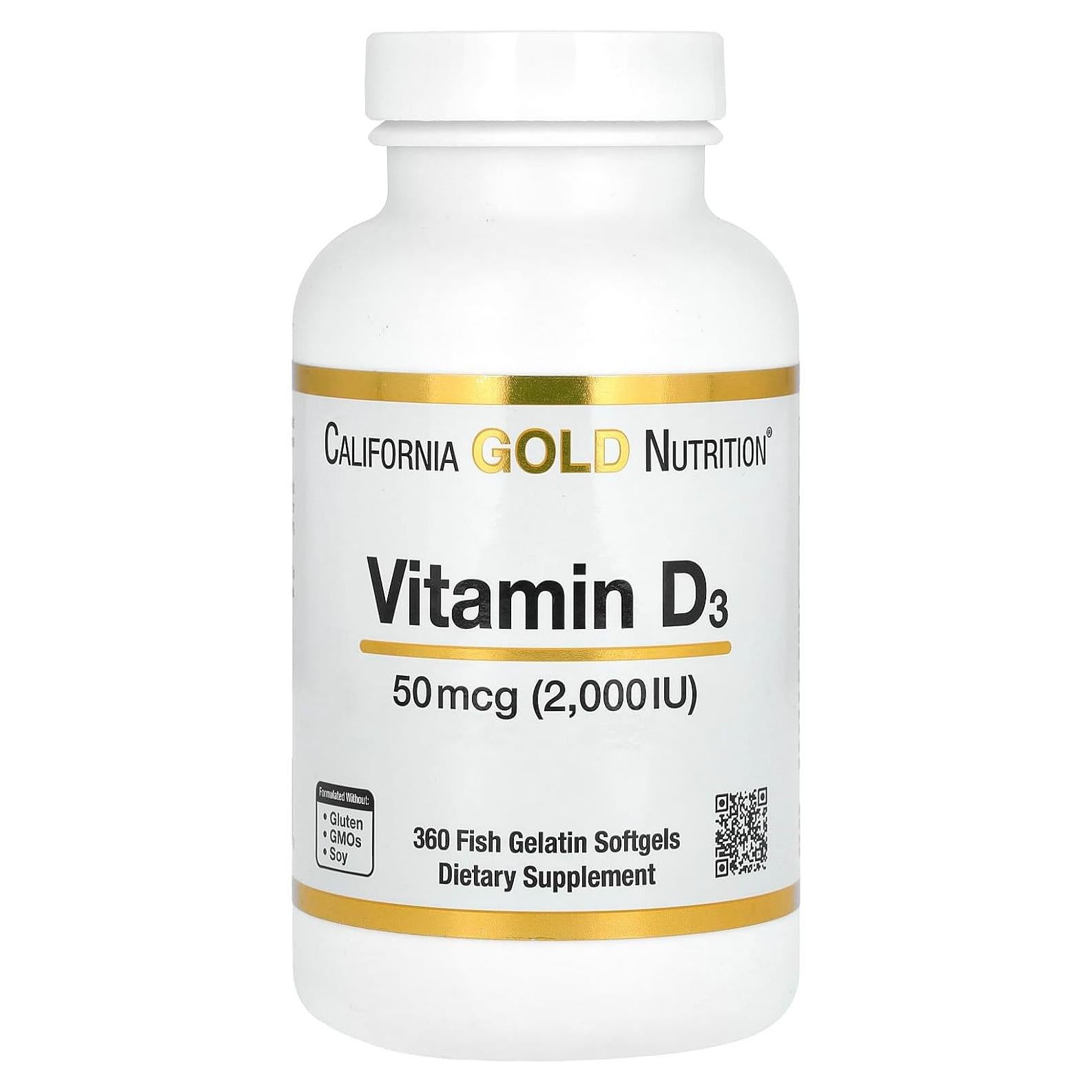 Vitamina D3 50 mcg California Gold Nutrition 360 Gelatinas Blandas
