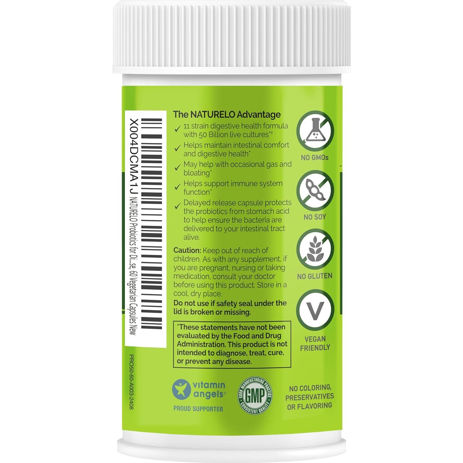 Probioticos NATURELO 60 Cápsulas Vegetarianas - 11 Cepas