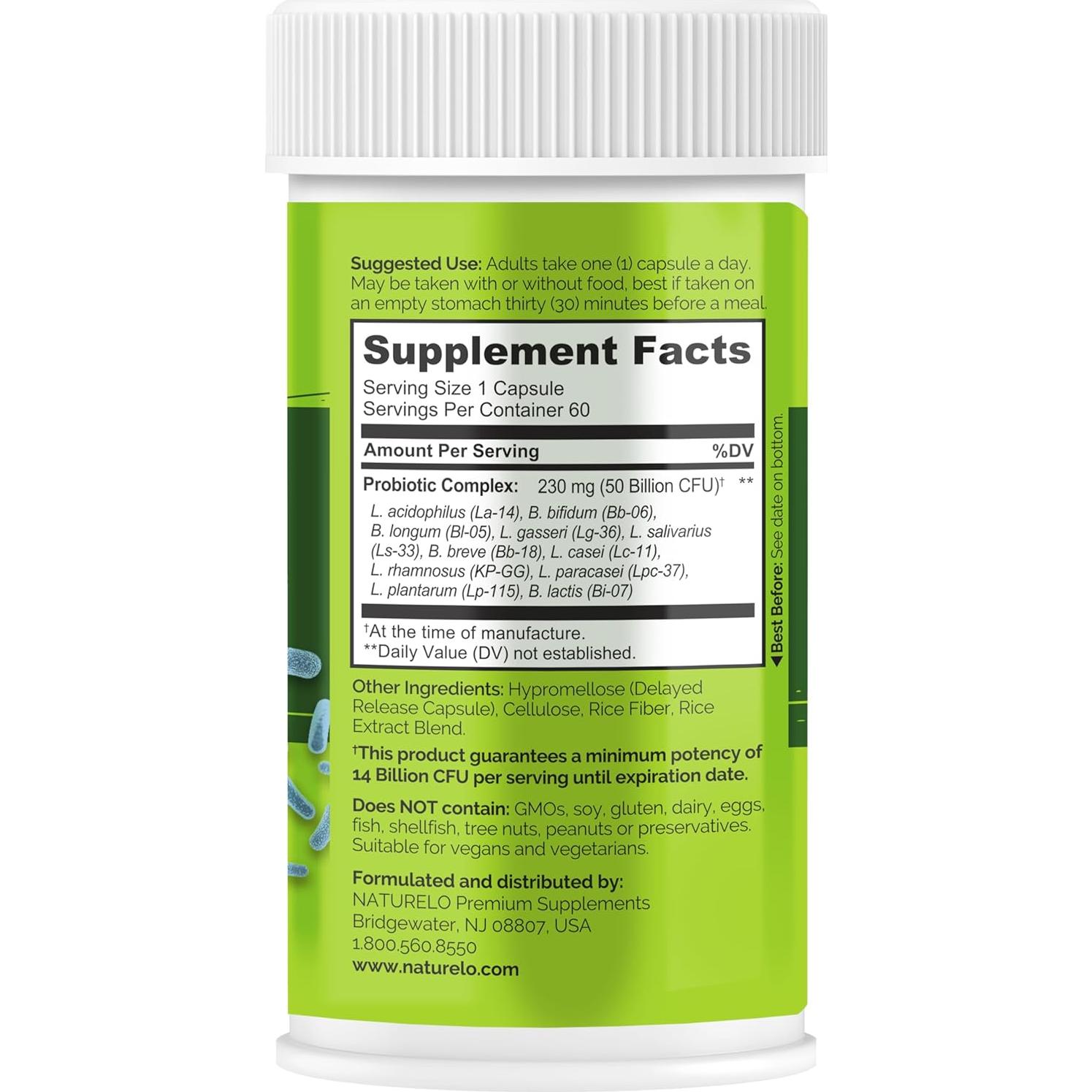 Probioticos NATURELO 60 Cápsulas Vegetarianas - 11 Cepas