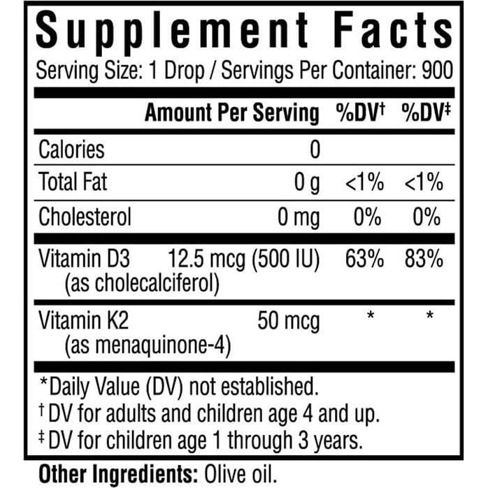 Gotas de Vitamina D3 + K2 Seeking Health 12.5 mcg D3 50 mcg K2