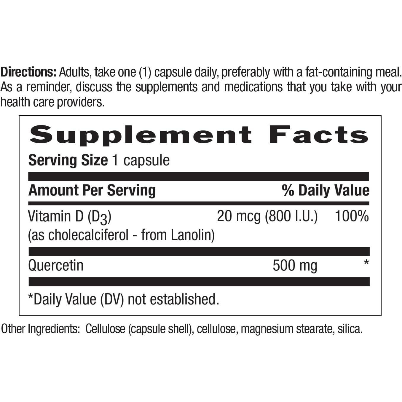Country Life Quercetina 500mg + Vitamina D3 800 IU - 90 Cápsulas