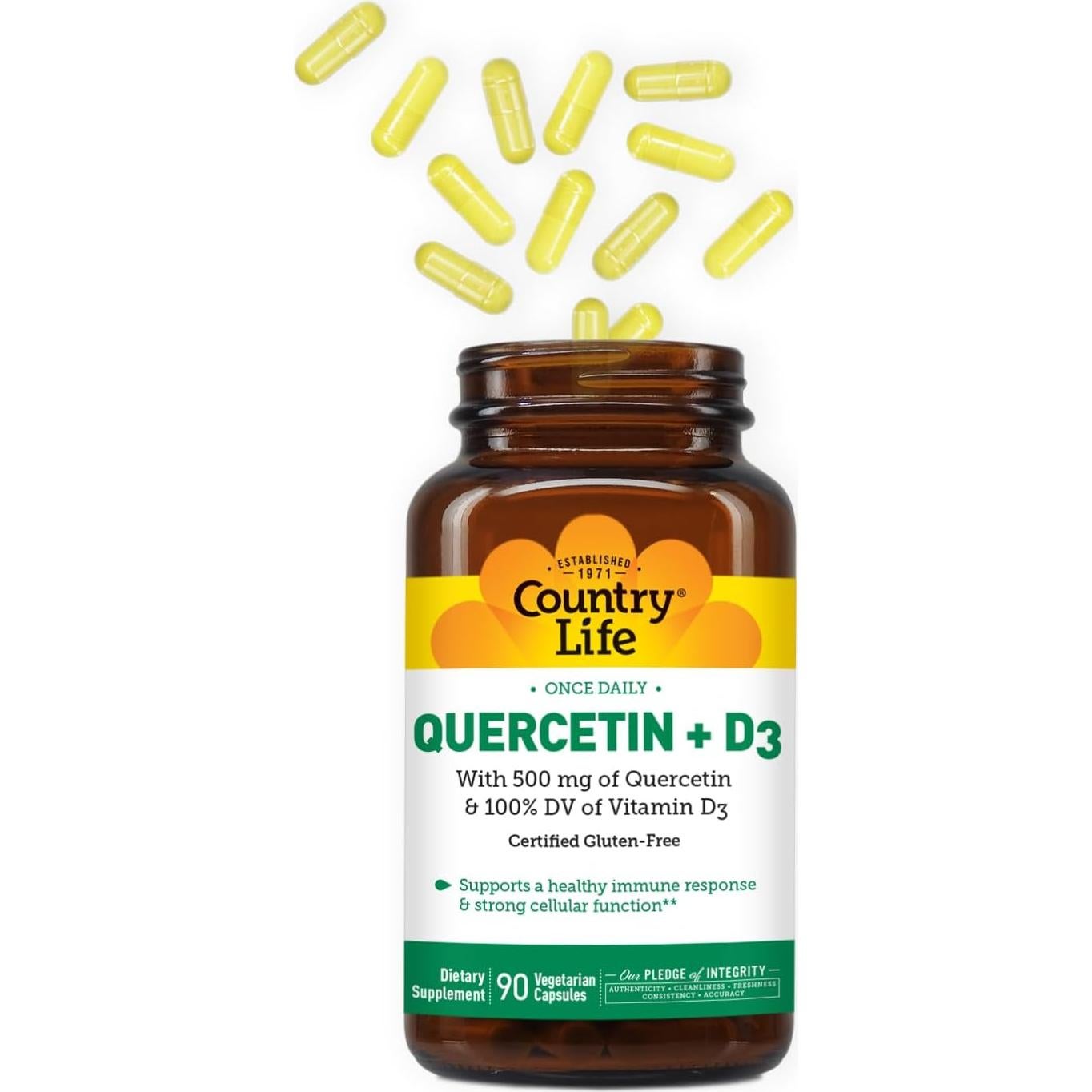 Country Life Quercetina 500mg + Vitamina D3 800 IU - 90 Cápsulas