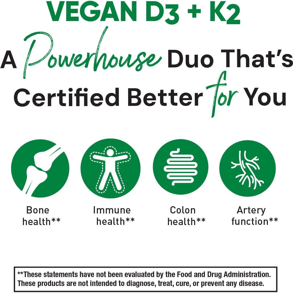 Country Life Vegan D3 + K2 5000 UI 100 mcg - 60 Cápsulas