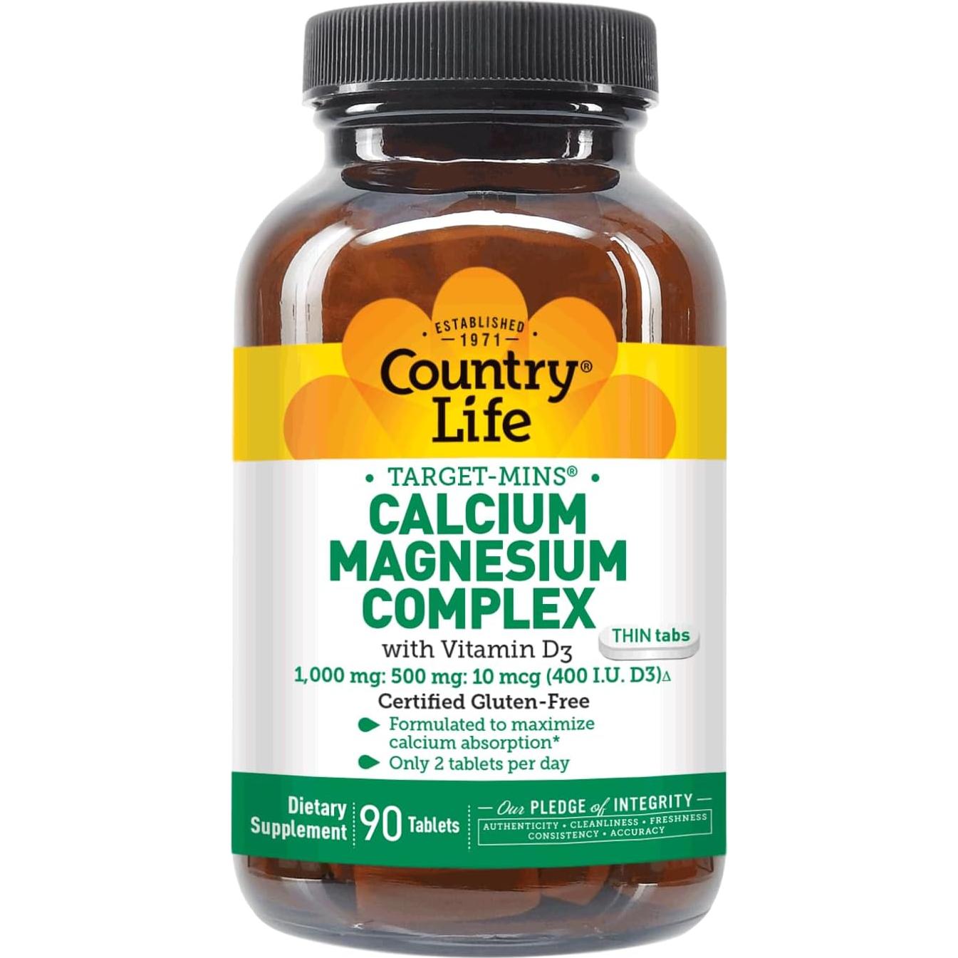 Suplemento Dietético Country Life Calcio Magnesio Zinc 180 Tabletas