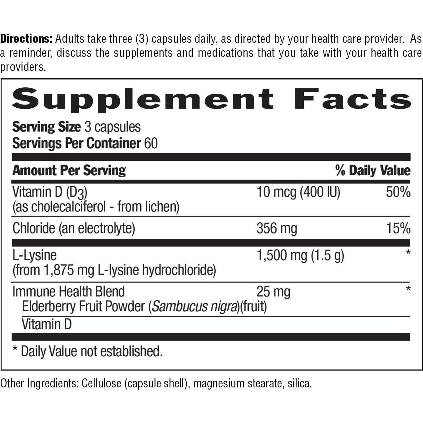 Country Life L-Lisina 1500mg Cápsulas Veganas con Vitamina D