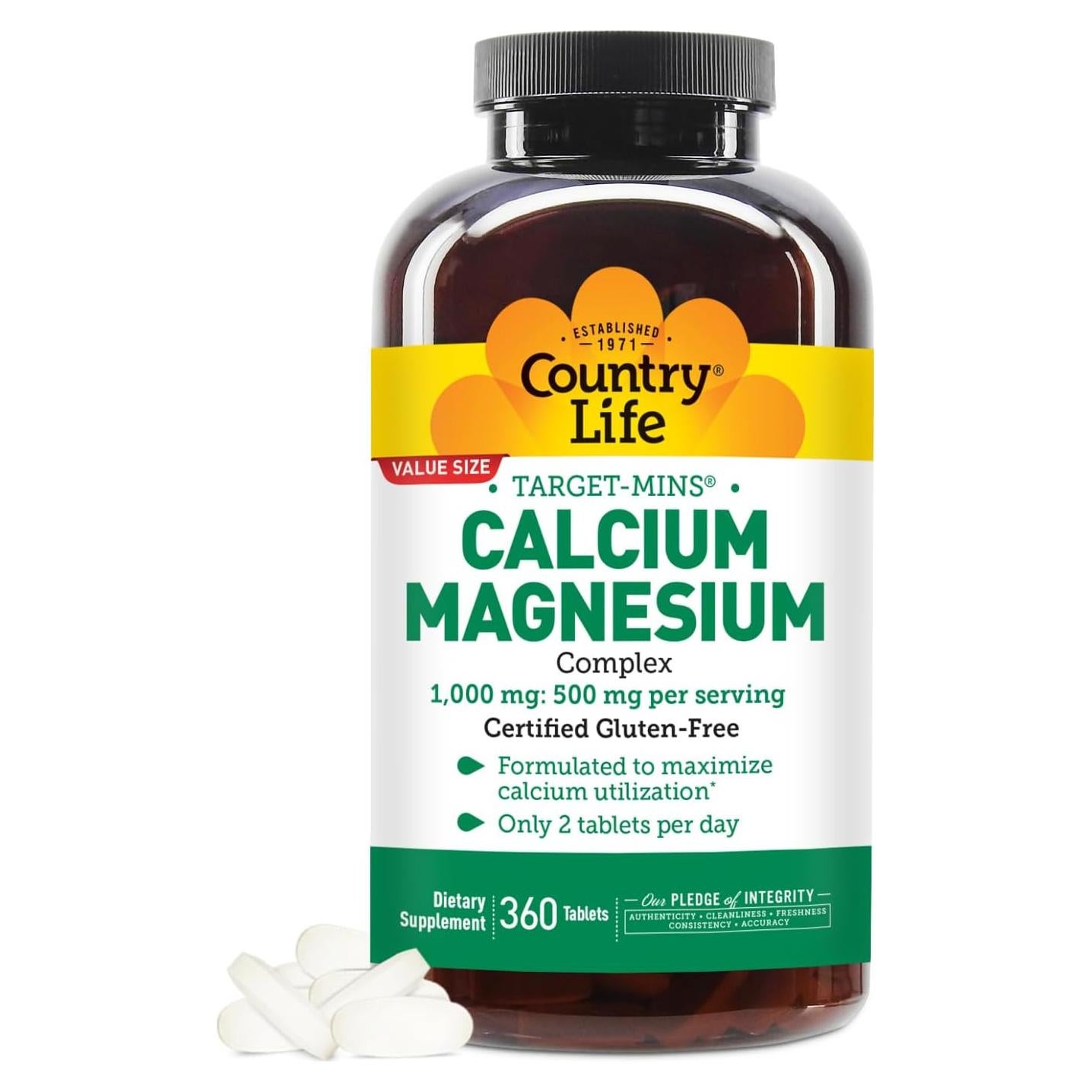 Suplemento de Calcio y Magnesio Country Life 1000mg 500mg