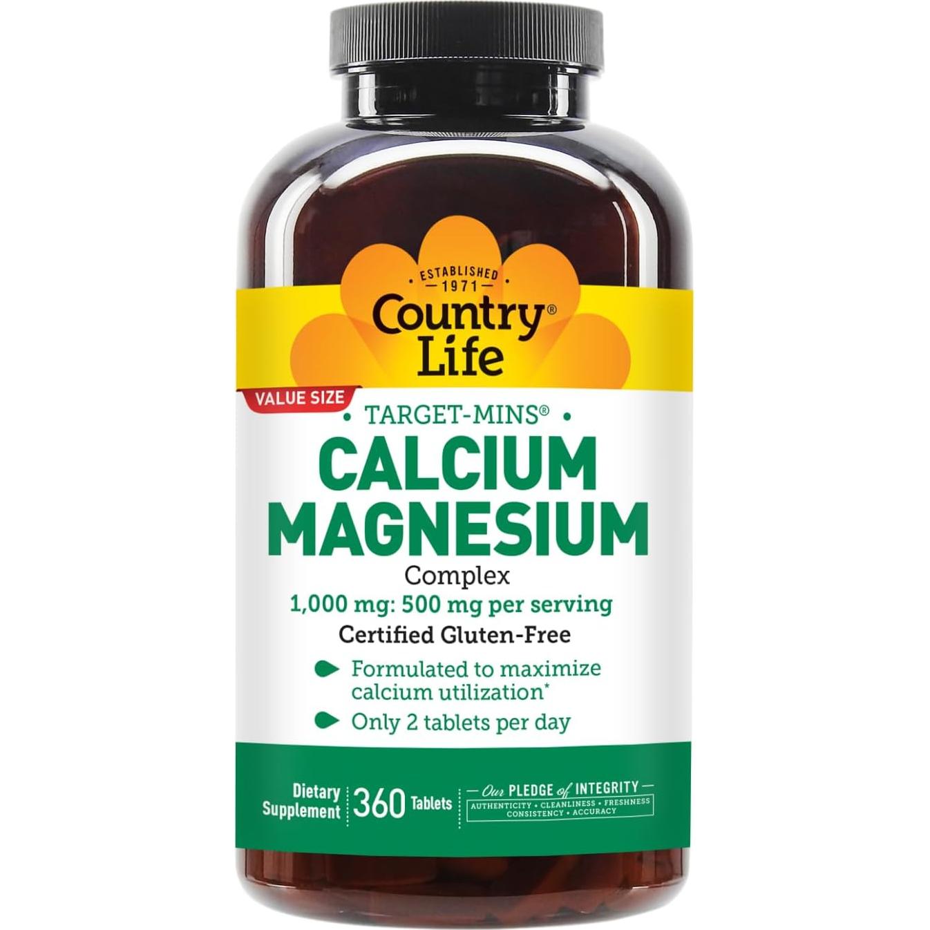 Suplemento de Calcio y Magnesio Country Life 1000mg 500mg