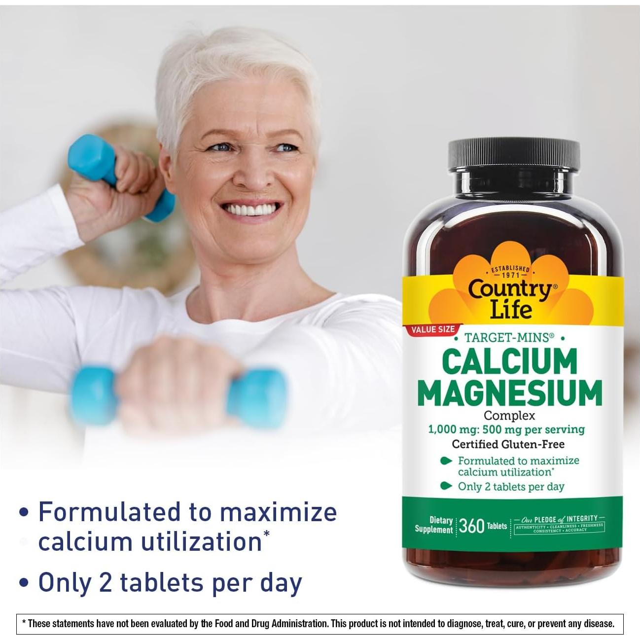 Suplemento de Calcio y Magnesio Country Life 1000mg 500mg