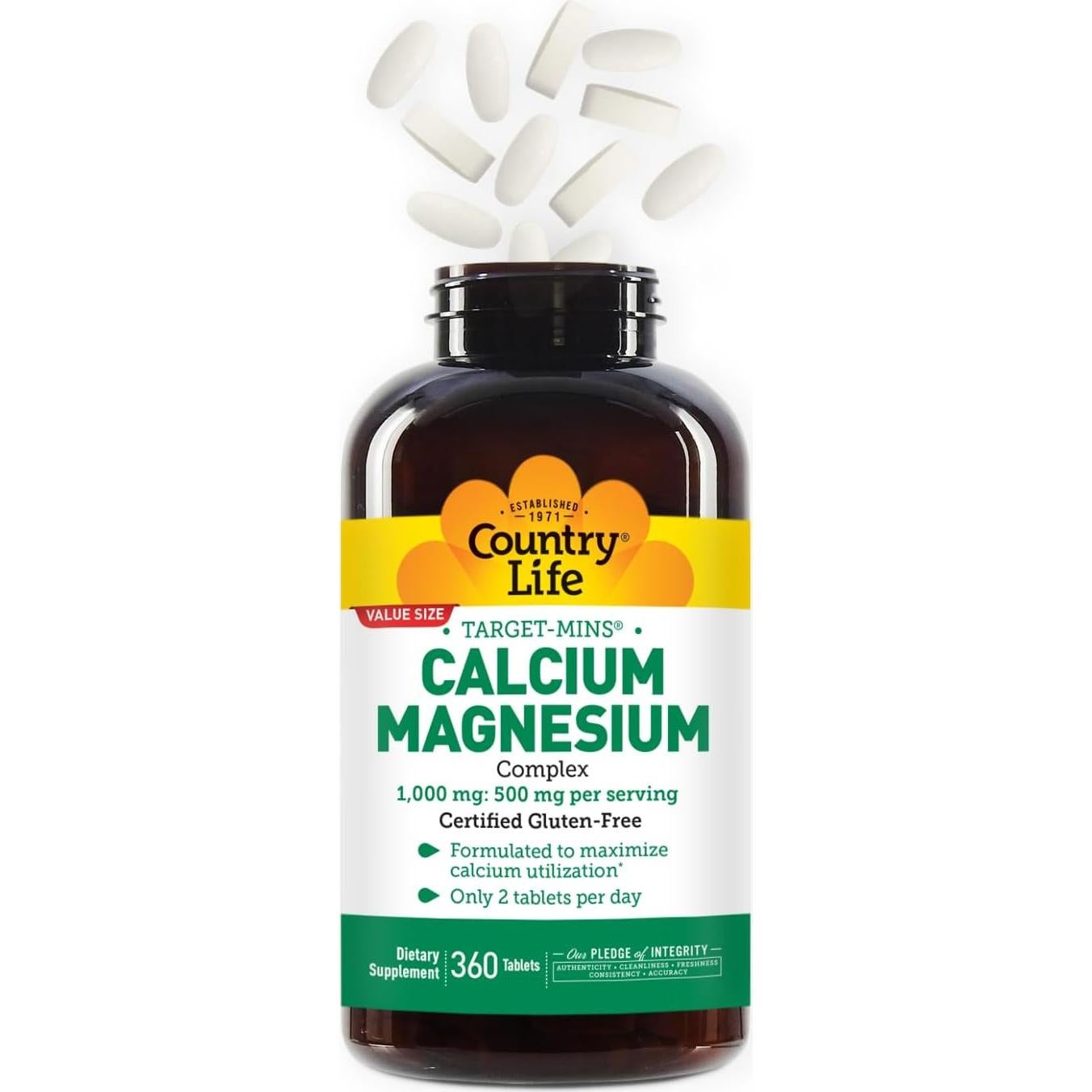 Suplemento de Calcio y Magnesio Country Life 1000mg 500mg