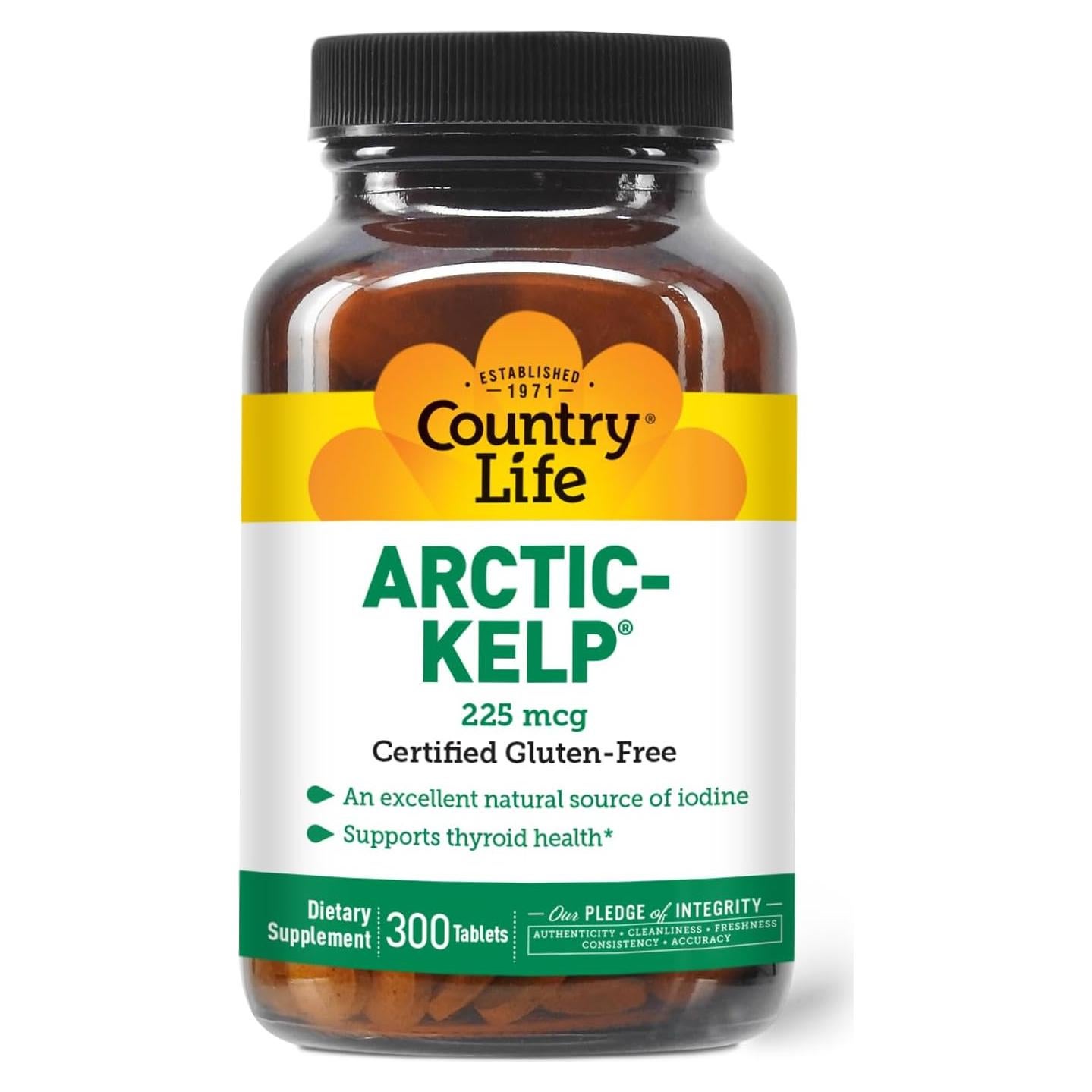 Suplemento de Algas Árticas Country Life - 225 mcg Yodo Vegano