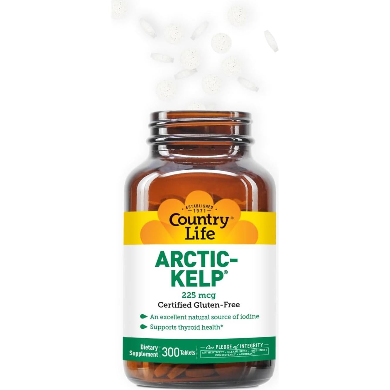 Suplemento de Algas Árticas Country Life - 225 mcg Yodo Vegano