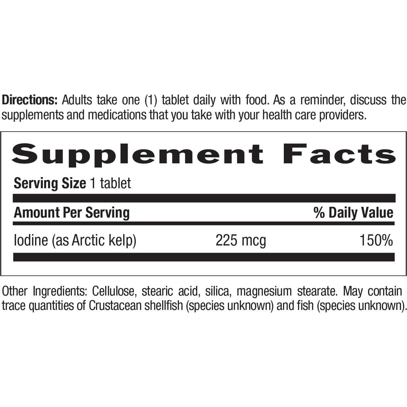 Suplemento de Algas Árticas Country Life - 225 mcg Yodo Vegano