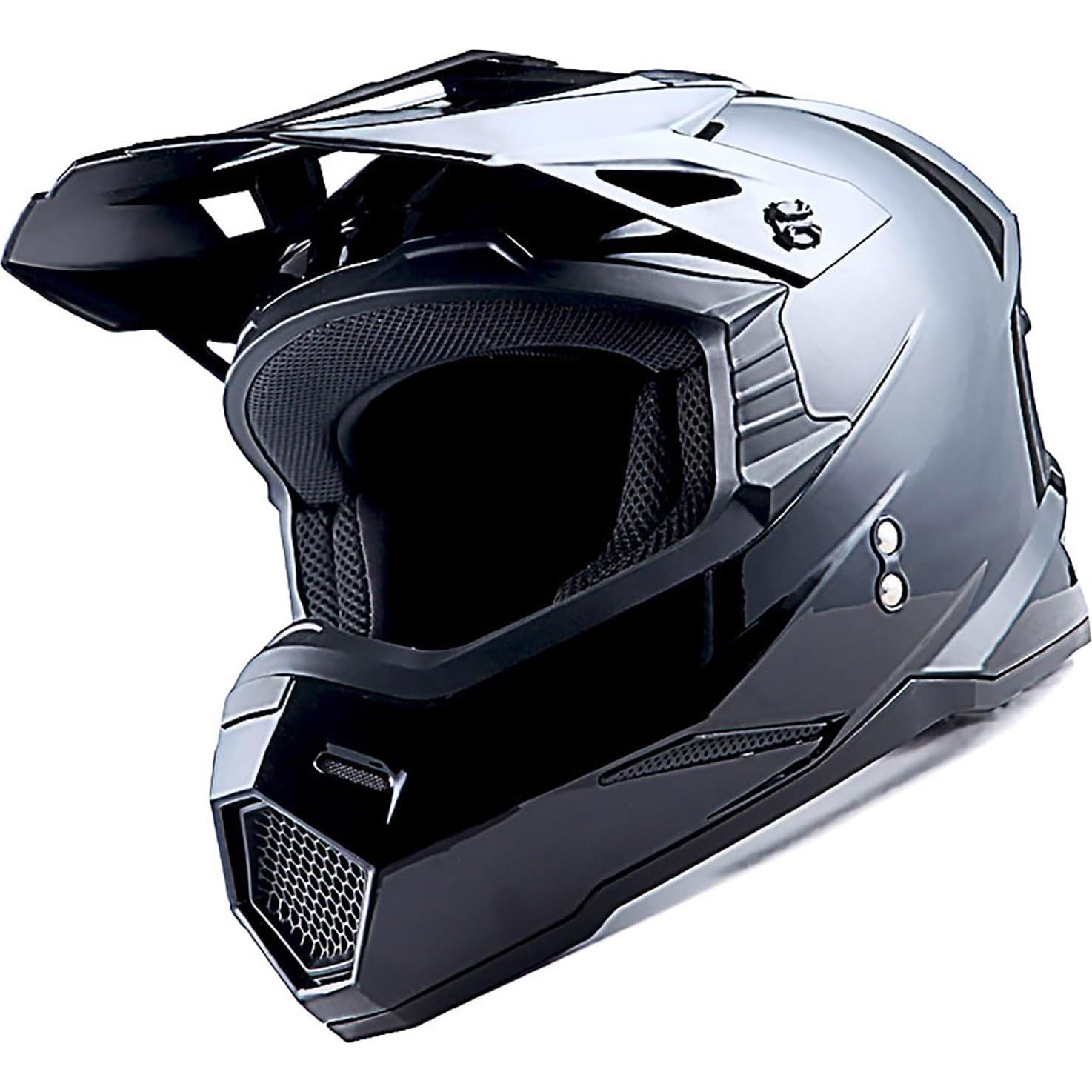 Casco de Motocross 1Storm HF801 Mediano Negro Brillante