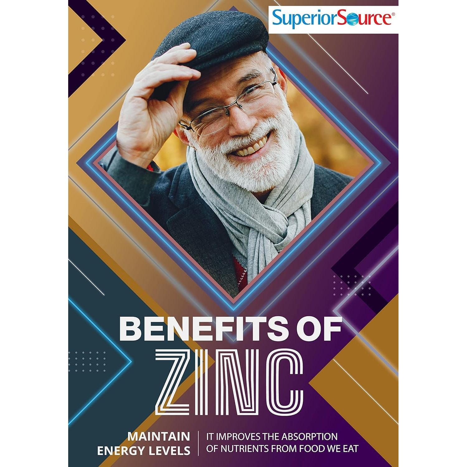 Suplemento de Zinc Superior Source con Vitamina C y D3 - 90 Tabletas Disolubles