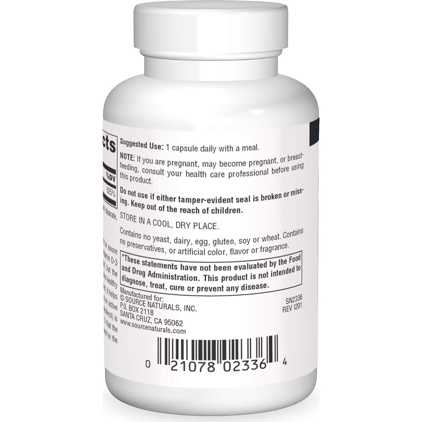 Vitamina D-3 Source Naturals 2000 IU 100 Gelatinas Blandas