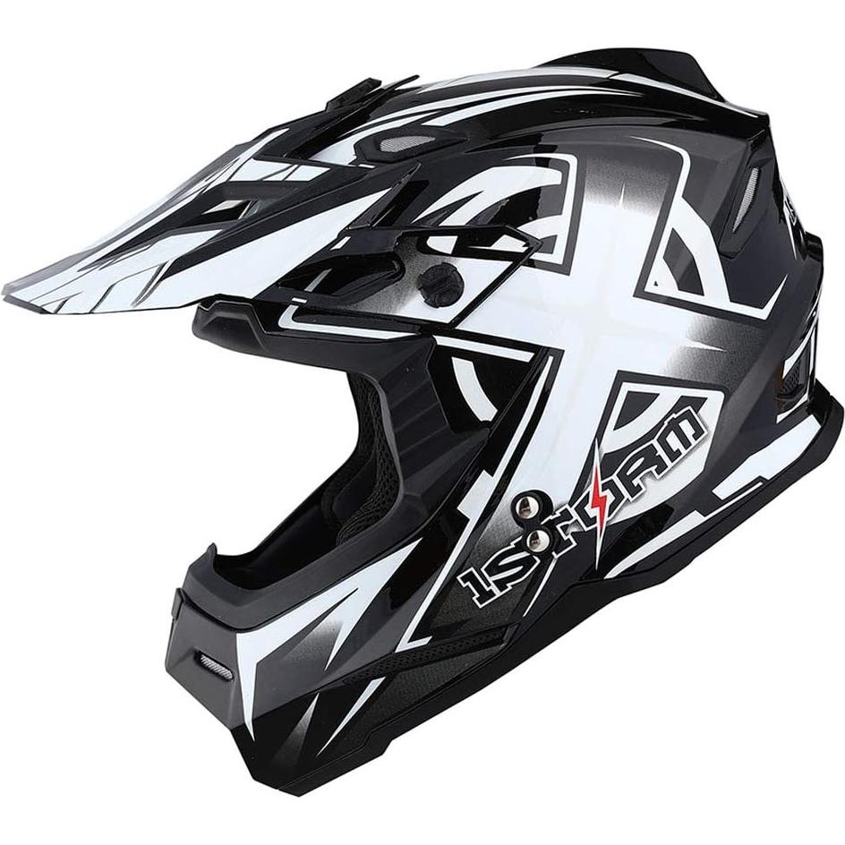 Casco de Motocross 1Storm HF801 Bluetooth Grande Blanco
