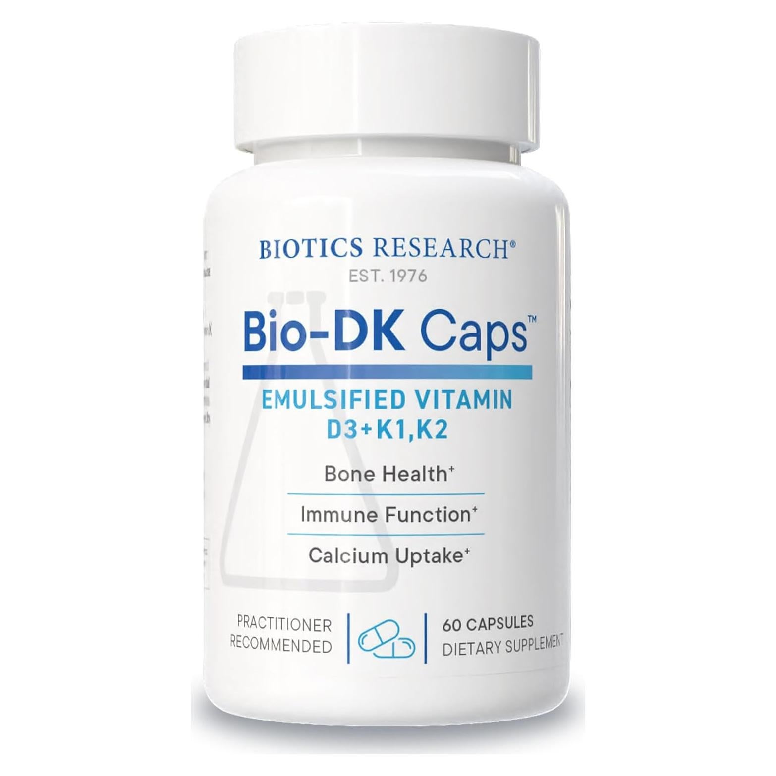 Biotics Research Bio-DK Caps - Vitamina D3 125 mcg y K2 550 mcg
