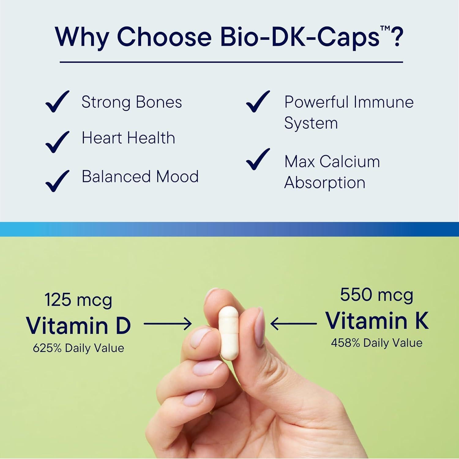 Biotics Research Bio-DK Caps - Vitamina D3 125 mcg y K2 550 mcg