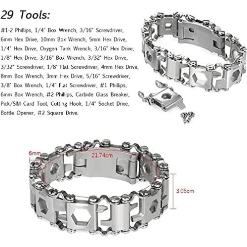 Pulsera Multiherramienta 29 en 1 Acero Inoxidable 22cm
