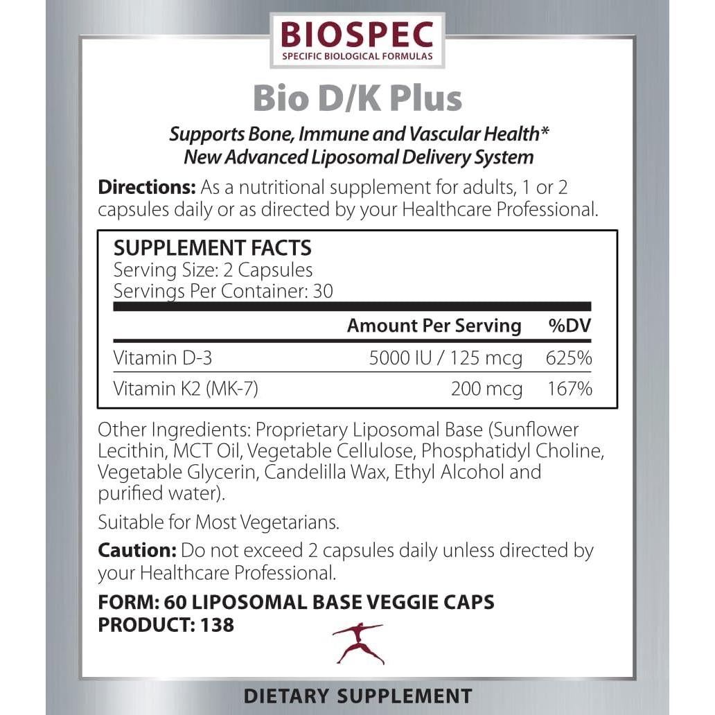 Bio D/K Plus - Vitamina D3 5000 UI + K2 200 mcg Liposomal