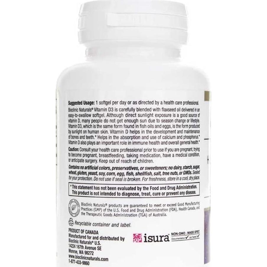 Vitamina D3 2000 UI Bioclinic Naturals 180 Gelatinas Blandas